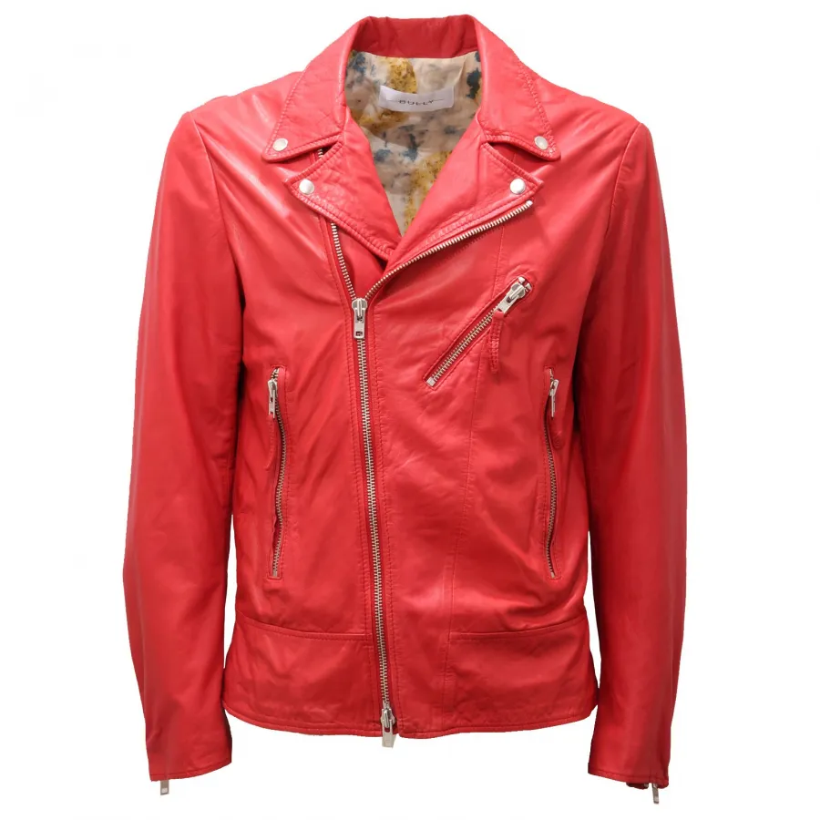 4691AD giubbotto pelle uomo BULLY red cherry leather jacket men