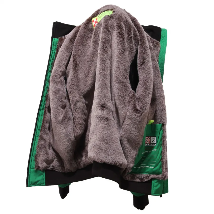 5153AC giubbotto bimbo boy MC2 SAINT BARTH eco-fur inside green jacket