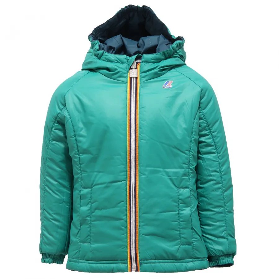 5867R giubbotto bimba girl K-WAY AUDE PADDED DOUBLE GREEN jacket