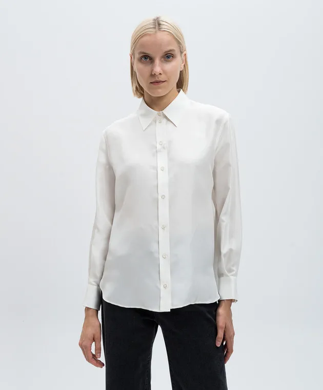 Alexander McQueen Blusa in seta bianca 798274QBACQ