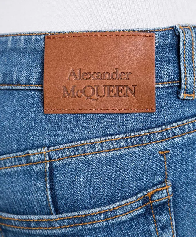 Alexander McQueen Jeans blu con patch logo 757110QMACH