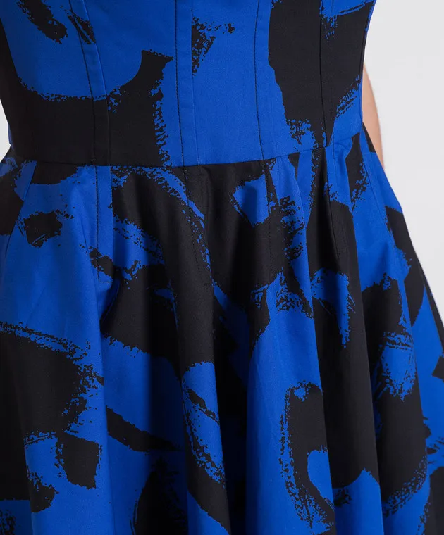 Alexander McQueen Miniabito blu con stampa McQueen Graffiti 708998QCAFL