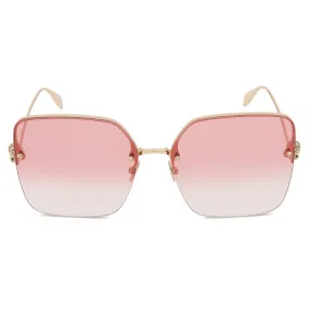 Alexander McQueen - Occhiali da Sole Quadrati con Teschio e Gioielli - Oro Rosso - Alexander McQueen Eyewear