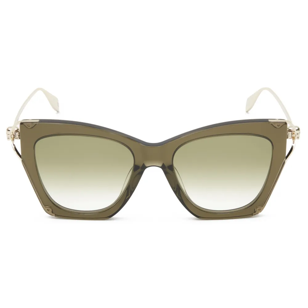 Alexander McQueen - Occhiali da Sole Squadrati Skull Hinge da Donna - Verde Kaki - Alexander McQueen Eyewear