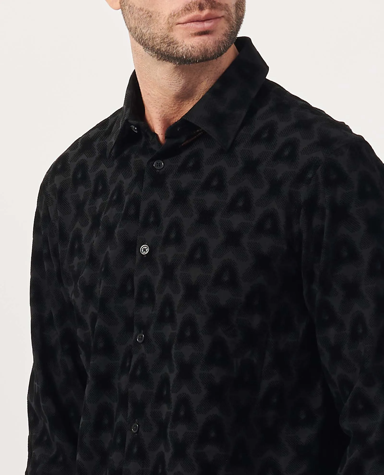 ARMANI EXCHANGE      Camicia nera Armani Exchange con stampa flock