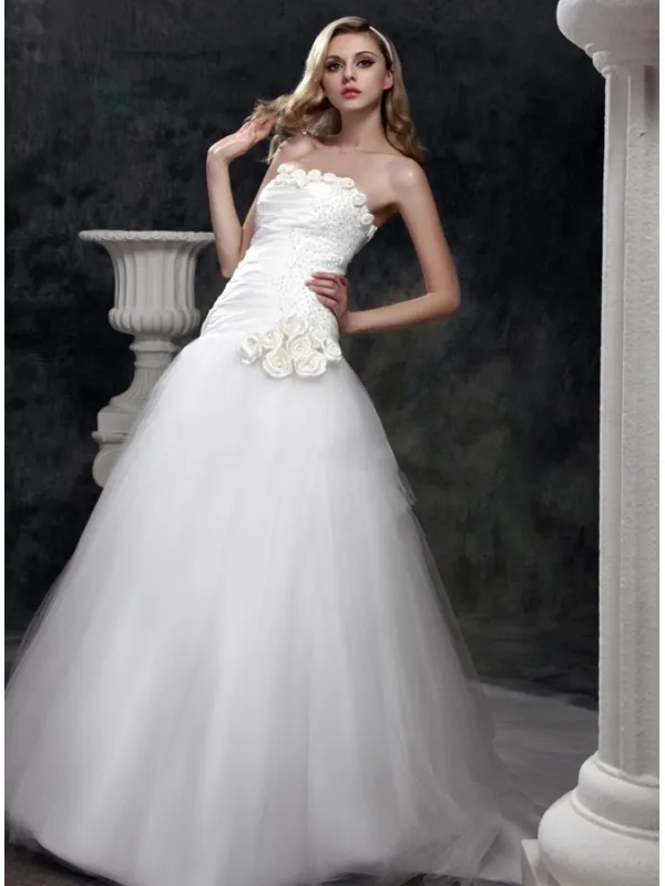 BESS - A-line Strapless Chapel train Tulle Wedding dress