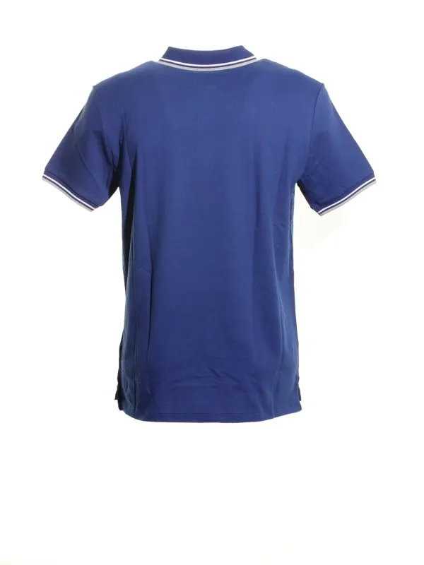 Blue polo shirt with contrasting logo