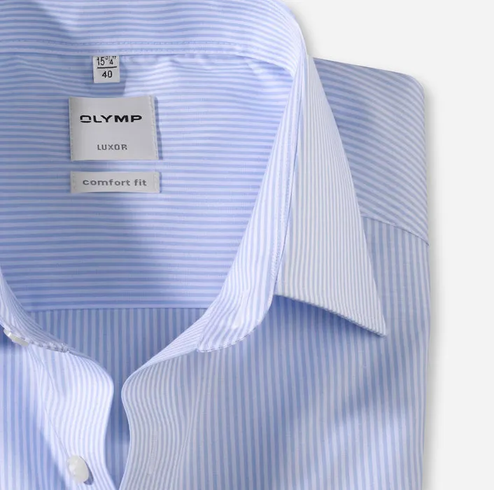 Blue striped shirt olymp luxor comfort fit cotton iron easy