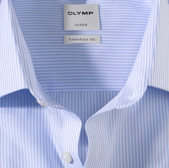 Blue striped shirt olymp luxor comfort fit cotton iron easy