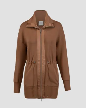 Brązowa kurtka dzianinowa damska Varley Ridgefield Longline Jacket VAR01574-goldenbronze