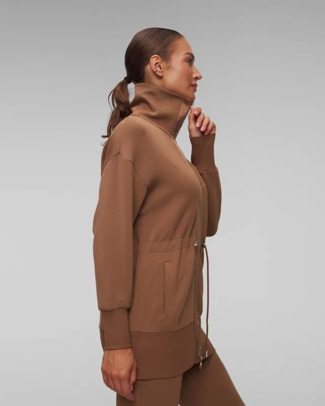 Brązowa kurtka dzianinowa damska Varley Ridgefield Longline Jacket VAR01574-goldenbronze