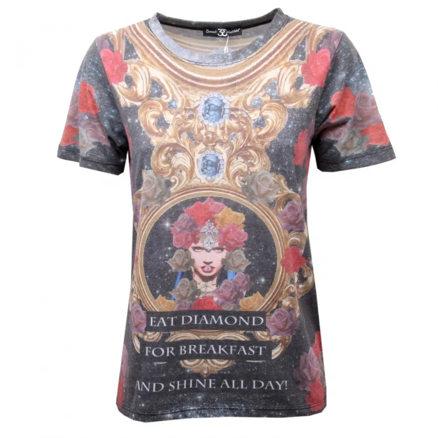 C4478 t-shirt donna SWEET MATILDA multicolore t-shirt woman