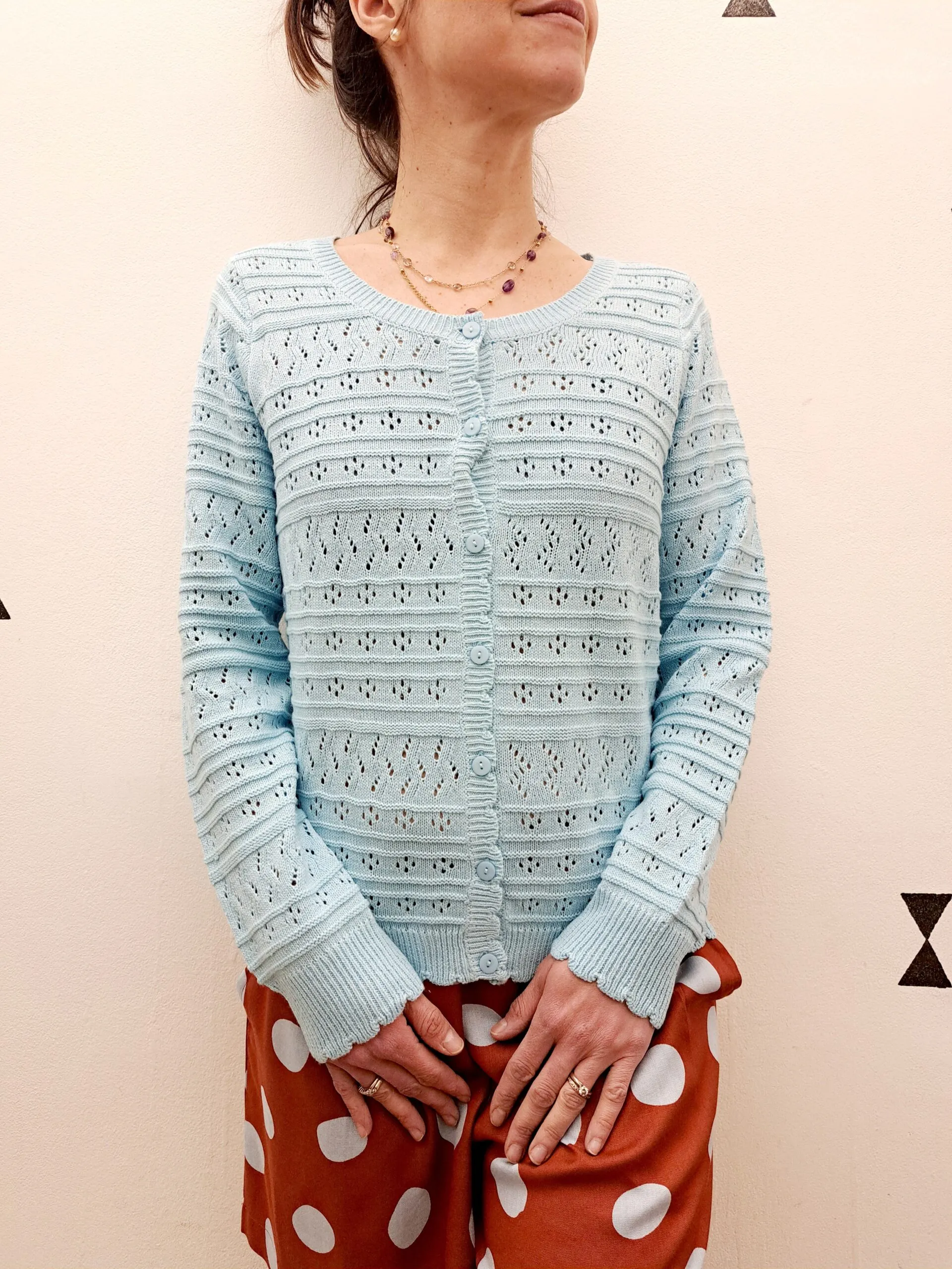 Cardigan Traforato Celeste BYNAJO b.young