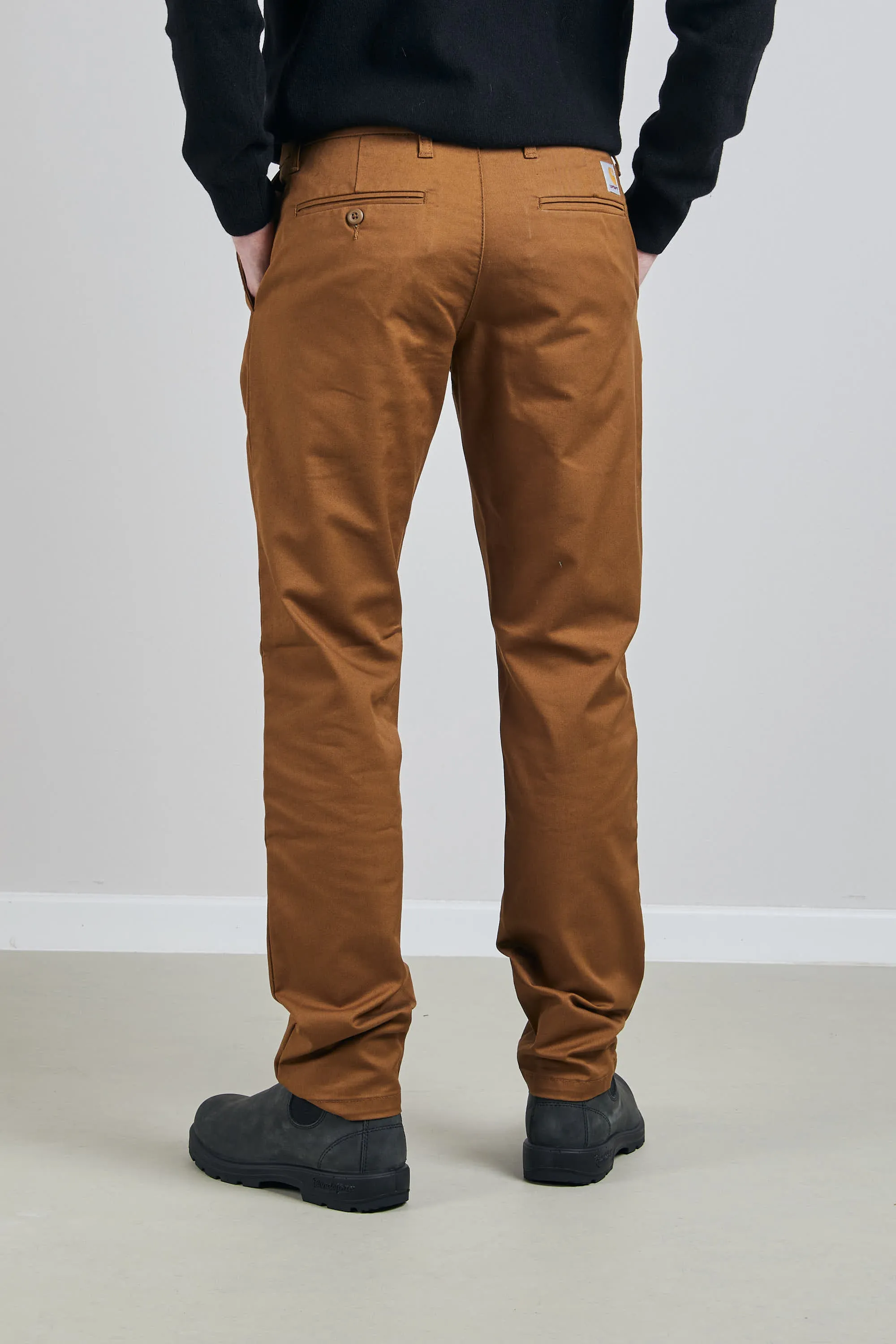 Carhartt Wip Sid Pant Stretch Twill Marrone Uomo