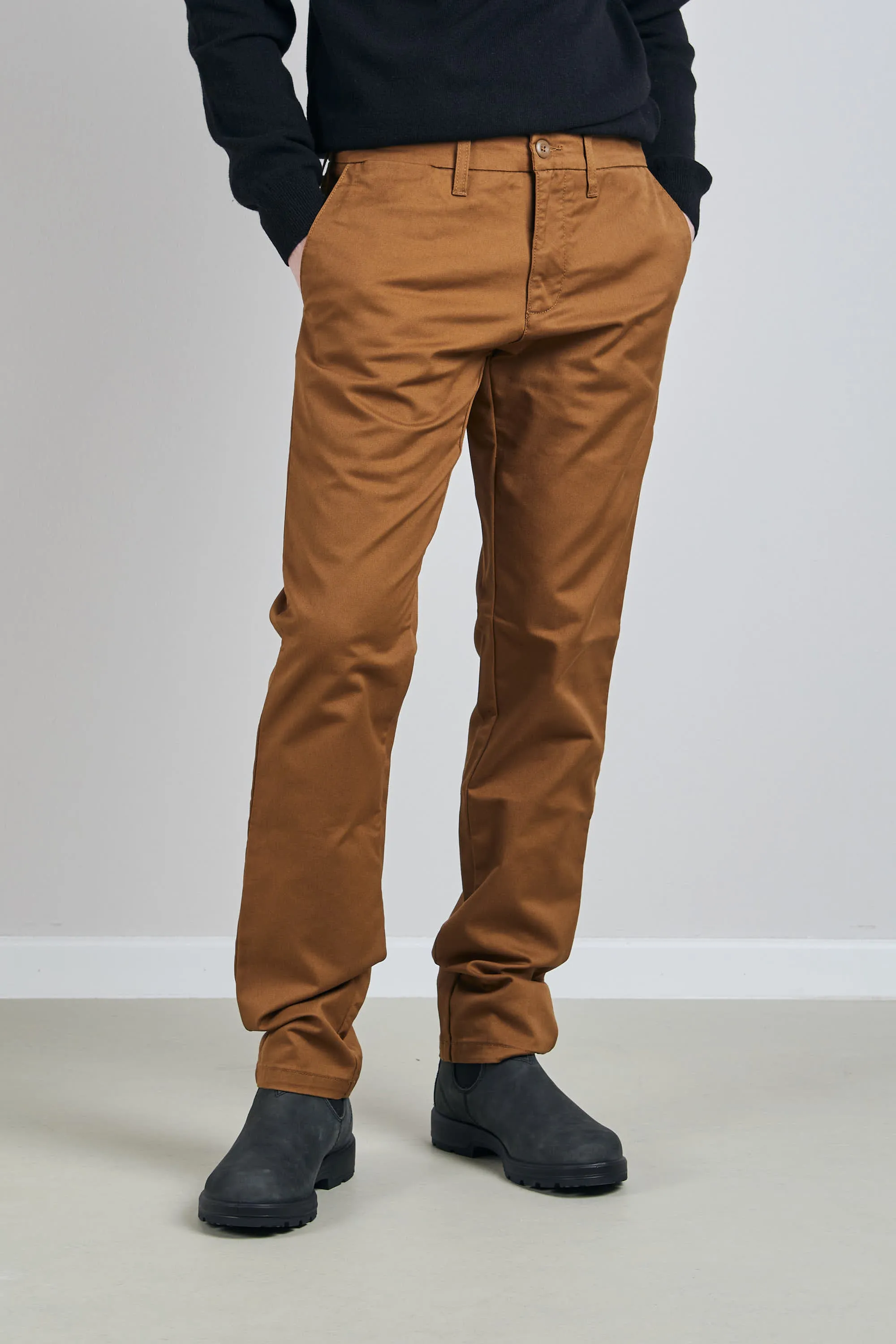 Carhartt Wip Sid Pant Stretch Twill Marrone Uomo