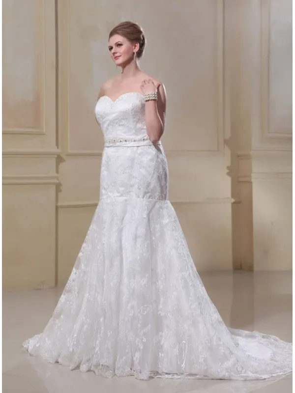 CARON - Mermaid Sweetheart Chapel train Lace Wedding dress