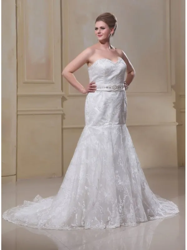 CARON - Mermaid Sweetheart Chapel train Lace Wedding dress