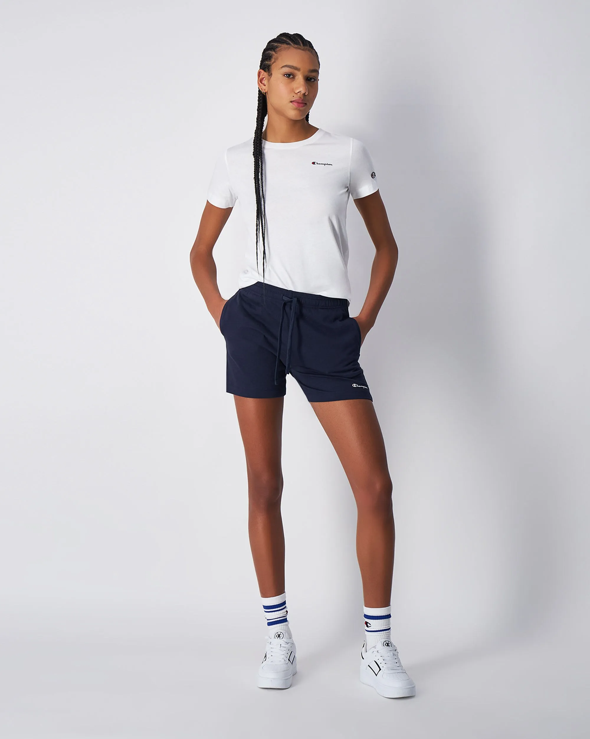 Champion Shorts Icons Mini Logo Blu Donna