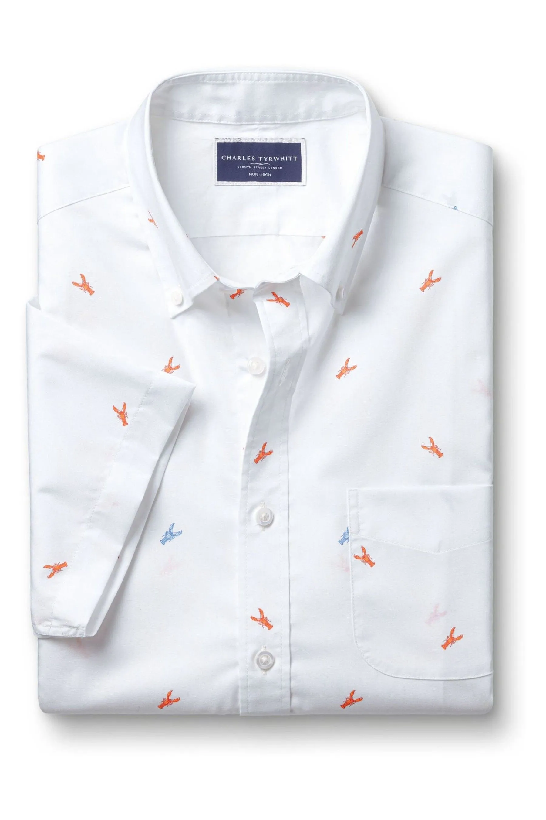 Charles Tyrwhitt Camicia Grande Classic Fit Non Stiro Maniche corte Floreale Stampa 100% Cotone    