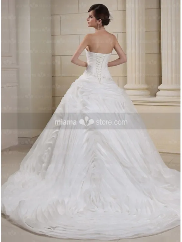 CHRISTINE - A-line Ball gown Strapless Chapel train Tulle Wedding dress