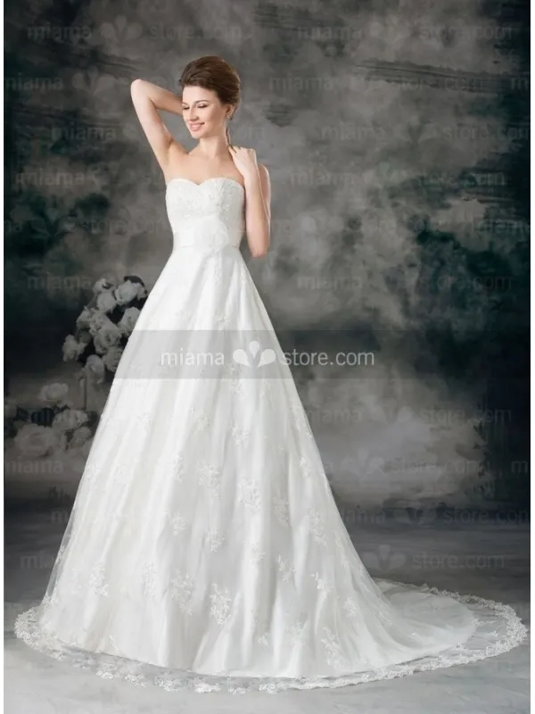 CLAIRE - A-line Empire waist Sweetheart Chapel train Lace Wedding dress