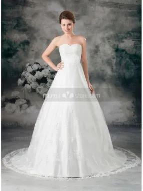 CLAIRE - A-line Empire waist Sweetheart Chapel train Lace Wedding dress