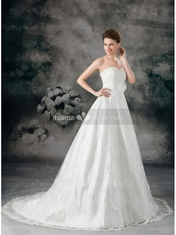 CLAIRE - A-line Empire waist Sweetheart Chapel train Lace Wedding dress