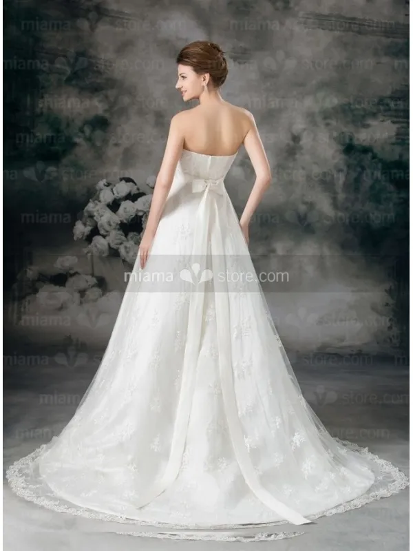 CLAIRE - A-line Empire waist Sweetheart Chapel train Lace Wedding dress