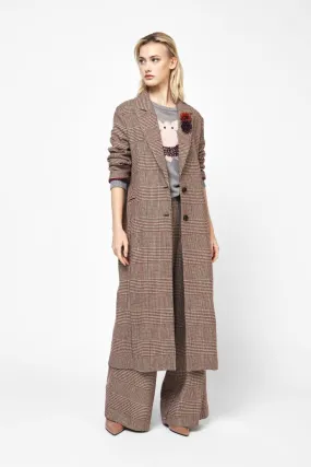  Coat with checkered pattern and single button    