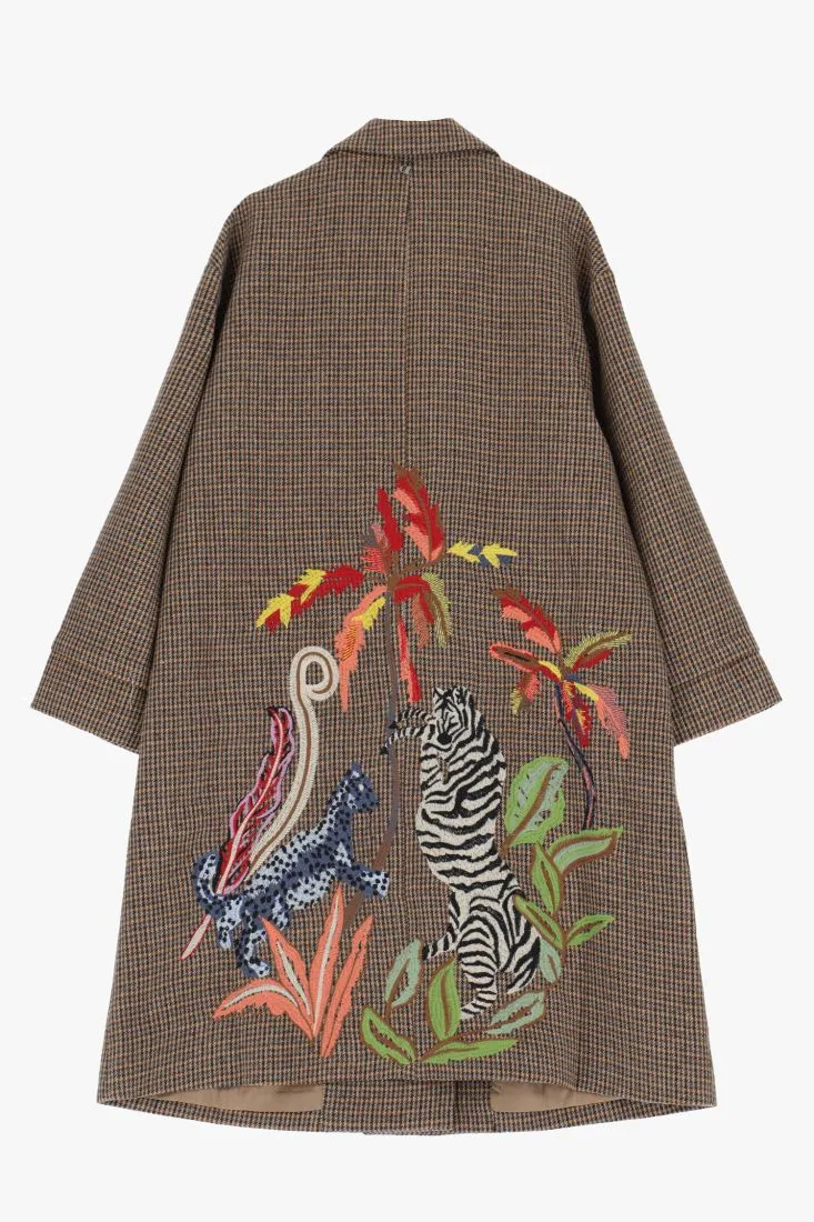  Coat with tropical embroidery    