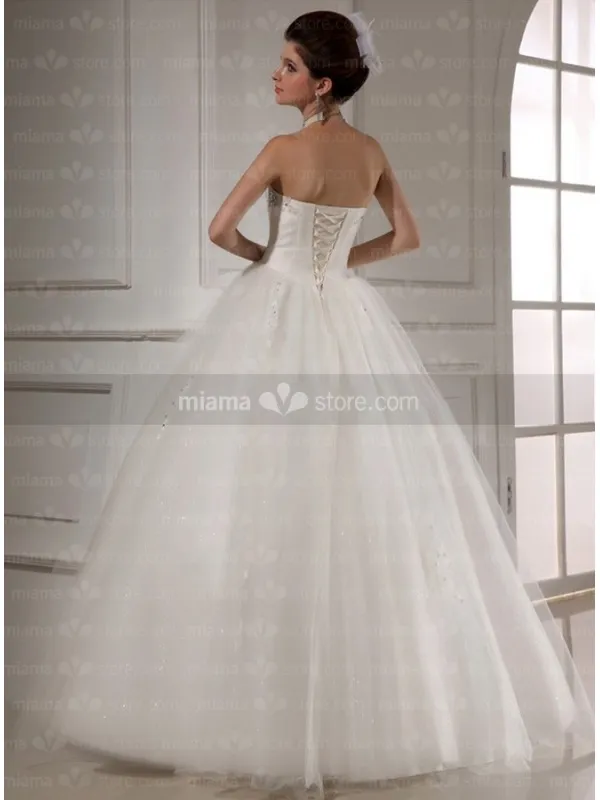 CORAL - A-line Ball gown Sweetheart Basque waist Floor length Tulle Wedding dress