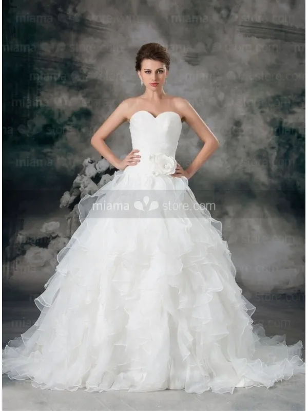 CORNELIA - A-line Sweetheart Chapel train Organza Wedding dress