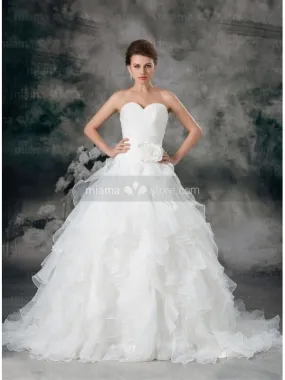 CORNELIA - A-line Sweetheart Chapel train Organza Wedding dress