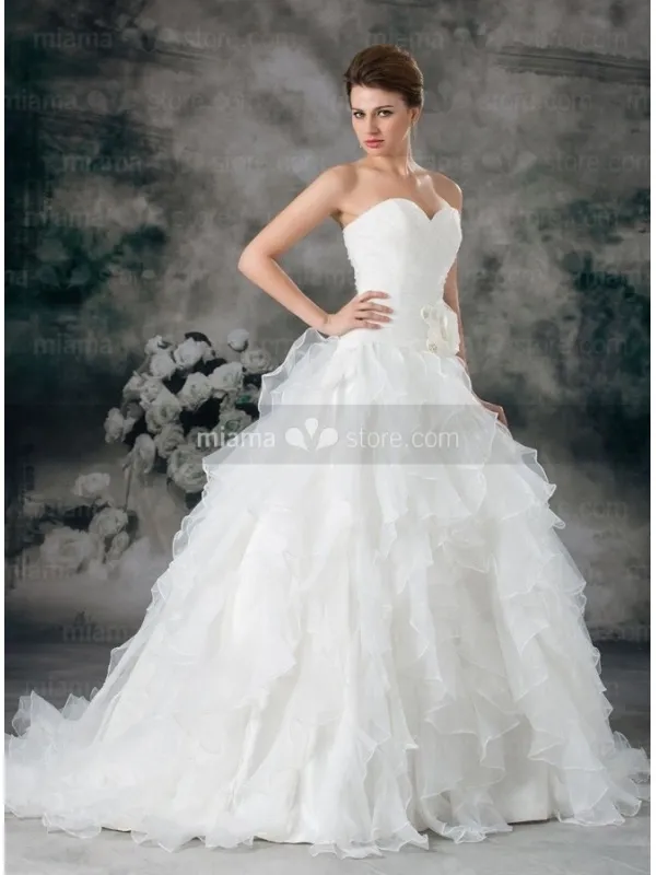 CORNELIA - A-line Sweetheart Chapel train Organza Wedding dress