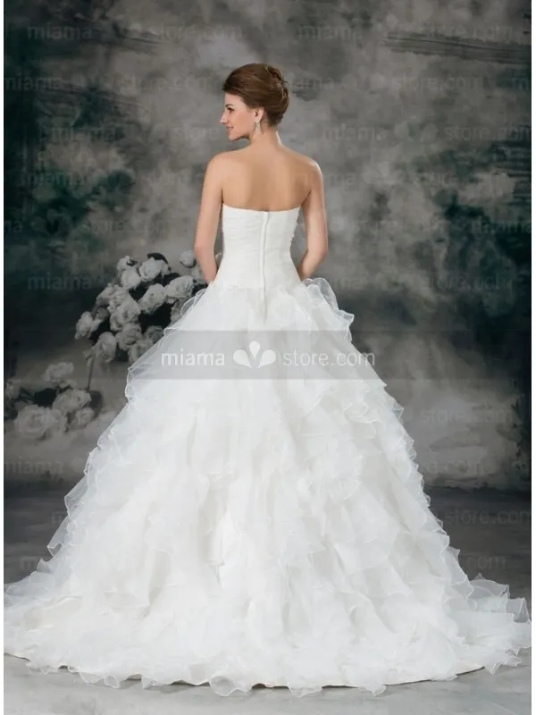 CORNELIA - A-line Sweetheart Chapel train Organza Wedding dress