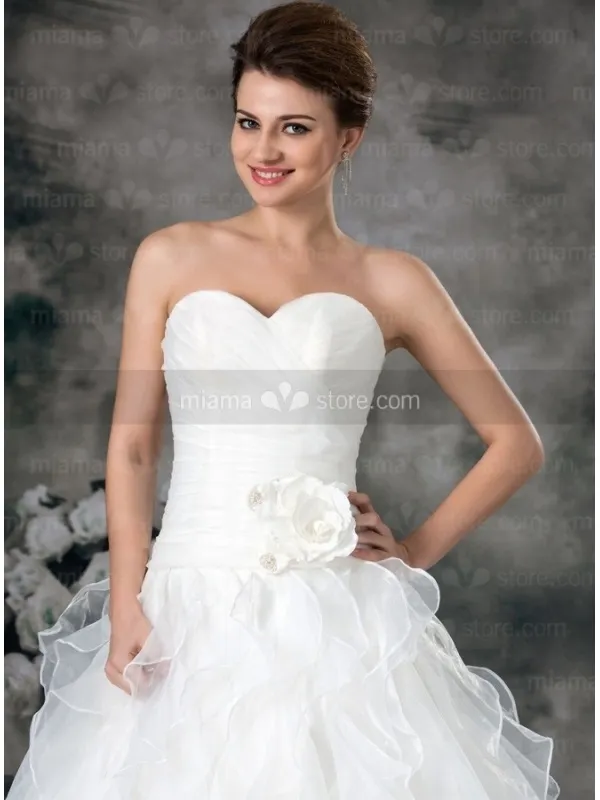 CORNELIA - A-line Sweetheart Chapel train Organza Wedding dress