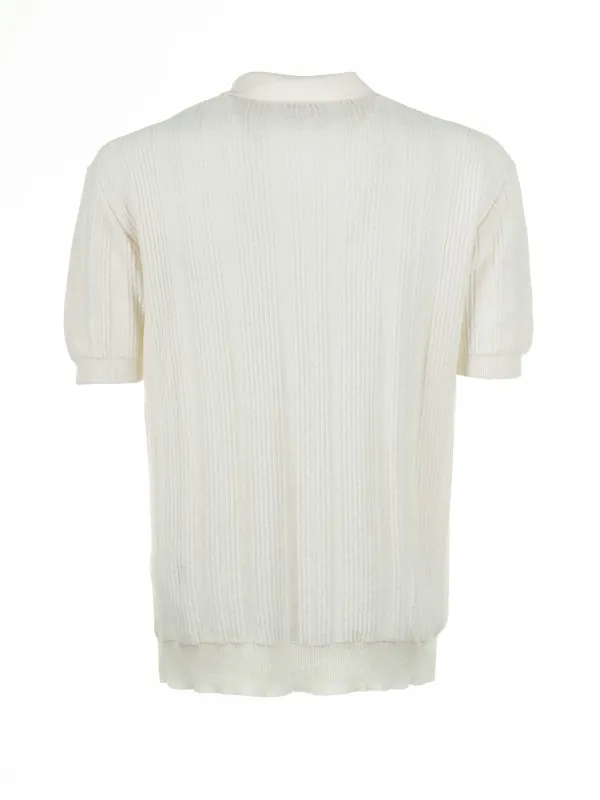 Cream short-sleeved polo shirt