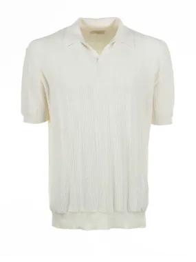 Cream short-sleeved polo shirt