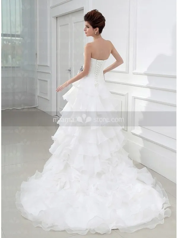 DAISY - A-line Strapless Chapel train Organza Wedding dress