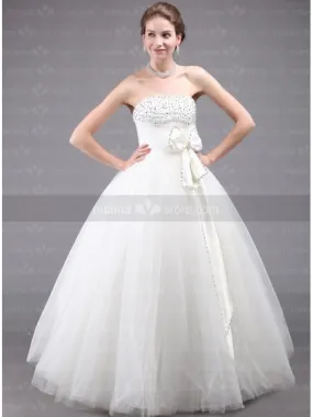 DANA - A-line Ball gown Strapless Floor length Tulle Wedding dress