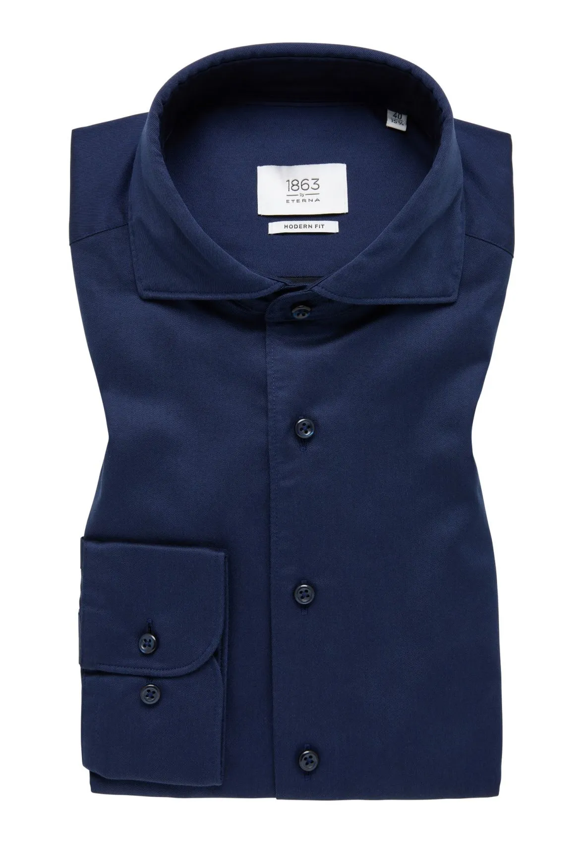 Dark blue eterna cotton twisted twill shirt with modern fit