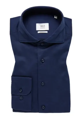 Dark blue eterna cotton twisted twill shirt with modern fit