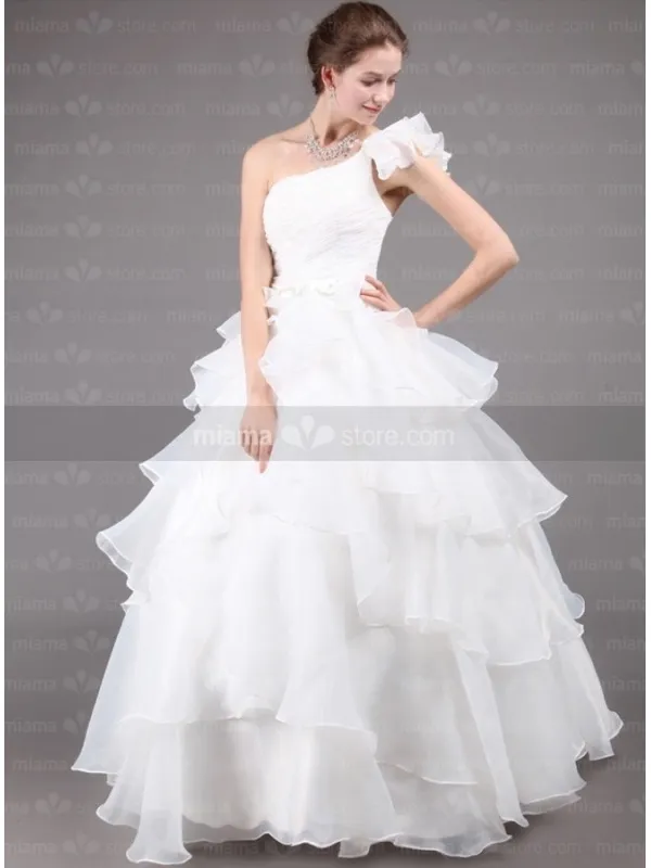 DARLENE - A-line Ball gown Floor length One shoulder Wedding dress