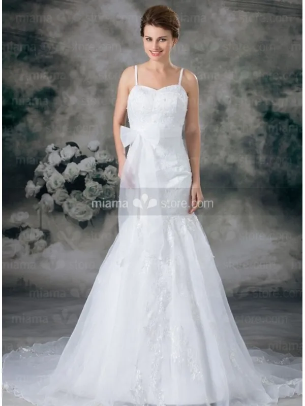 DORIS - A-line Mermaid Spaghetti straps Chapel train Organza Sweetheart Wedding dress