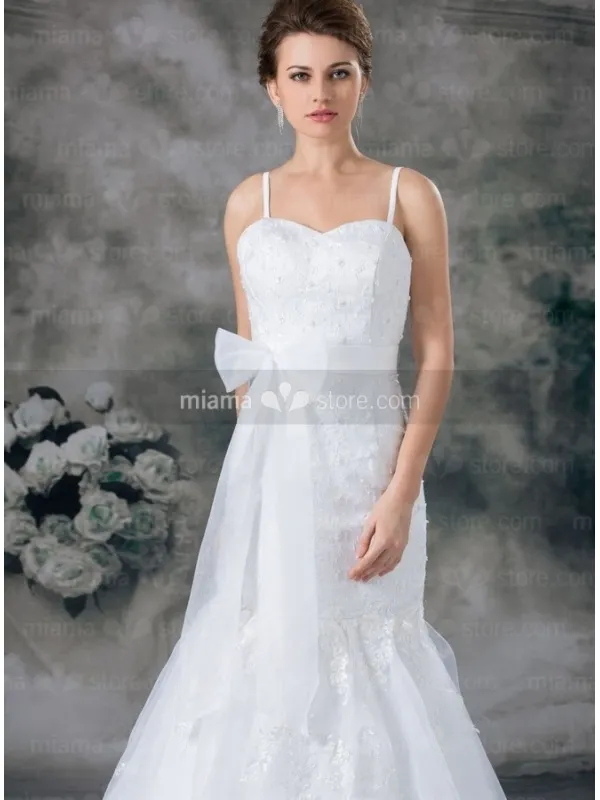 DORIS - A-line Mermaid Spaghetti straps Chapel train Organza Sweetheart Wedding dress