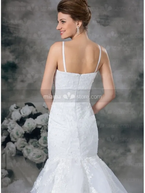 DORIS - A-line Mermaid Spaghetti straps Chapel train Organza Sweetheart Wedding dress