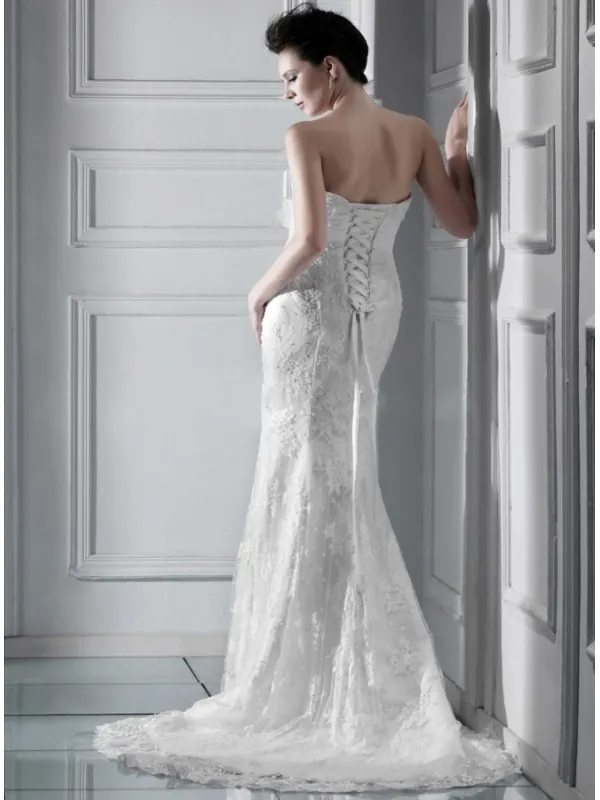 ENID - Mermaid Strapless Chapel train Lace Wedding dress