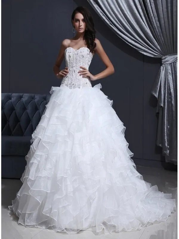 ESTHER - A-line Sweetheart Chapel train Organza Wedding dress