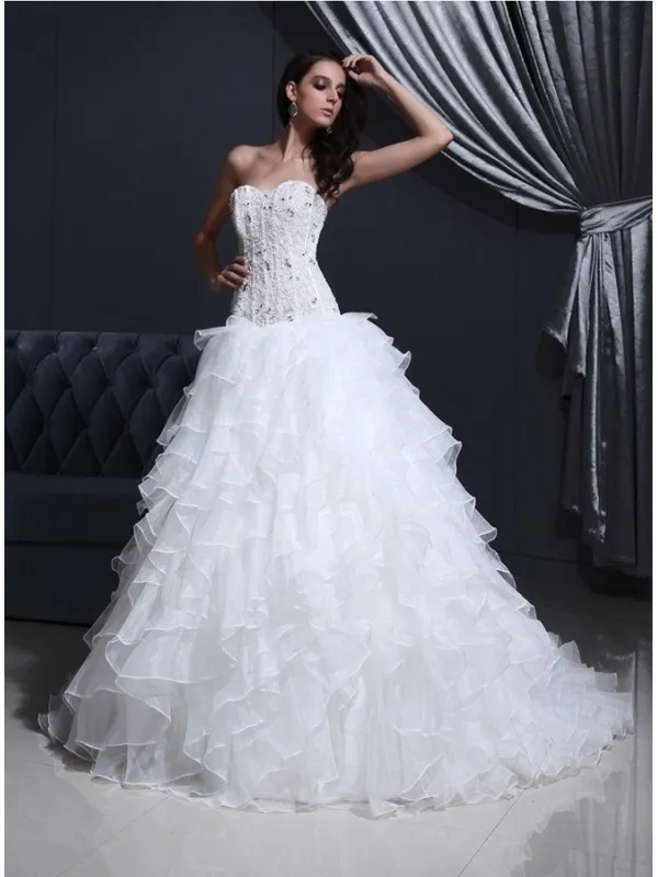 ESTHER - A-line Sweetheart Chapel train Organza Wedding dress