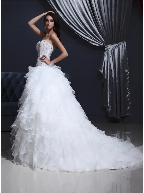 ESTHER - A-line Sweetheart Chapel train Organza Wedding dress